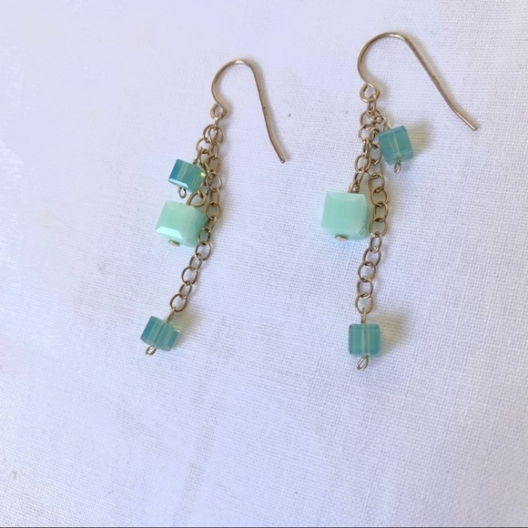 Swarovski Cube Crystal Drop Earrings - Picture 5 of 11